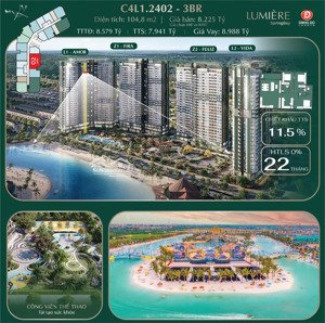 siêu phẩm căn 3pn tại lumiere springbay view hồ tạo sóng