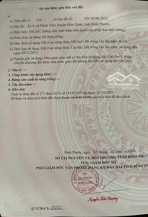 bán đất tại đt 752, minh tâm, hớn quản, bình phước, 550 triệu, 146.2 m2