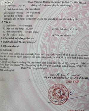 Bán nhà ngay chợ Phạm Văn Hai, 21m2 SHR vuông vức hơn 2 tỷ