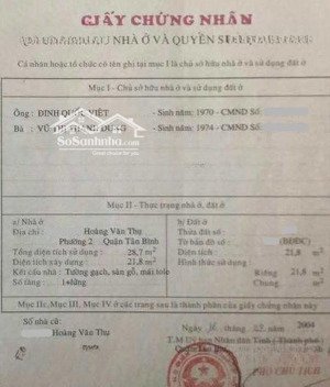 bán nhà hoàng văn thụ hẻm 3m, không lộ giới qh hơn 2 tỷ