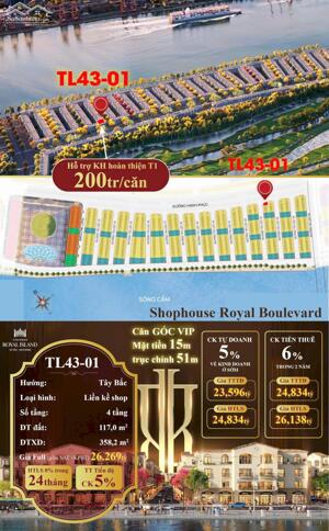 Shophouse góc cực VIP độc quyền phân khu Tài Lộc 4.3 TL43-01 Shophouse góc hai mặt tiền