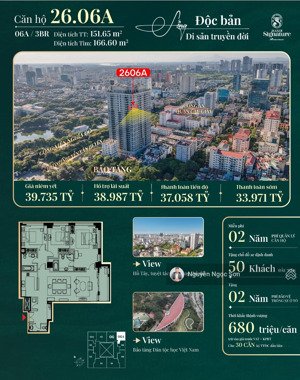 bán căn hộ góc 3 ngủ - view hồ tây - tầng 26 - 33,5 tỷ