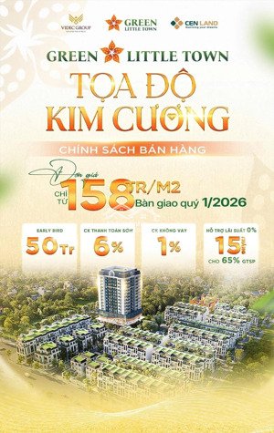 green little town cổ bi: trực tiếp cđt mở bán đợt đầu, từ: 158tr/m2, ck 7%, hỗ trợ lãi 0% 65% gtch