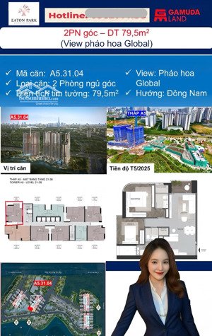 chính chủ bán căn hộ 2pn góc eaton park siêu đẹp tầng cao, view pháo hoa global city