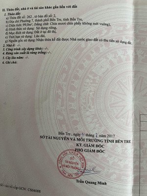 bán đất kdc sao mai, đường số 1, phường 7, tp bến tre, 99m2, giá 2,5 tỷ