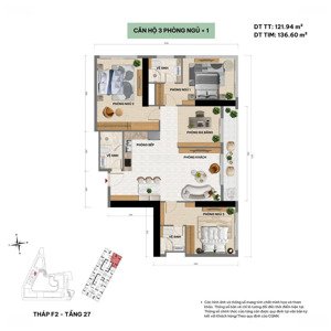 căn góc giá rẻ thiết kế 4 phòng ngủ tầng cao view cực thoáng | tòa f2 sun feliza suites cầu giấy