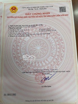 chính chủ gửi bán đất góc 2 mặt hẻm đường lý thường kiệt , gần chợ bệnh viện hóc môn .