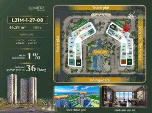 duy nhất căn 1n + lumière orient pearl giá chỉ 4,2 tỷ - 46m2 hướng đẹp tầng cao, tiện ích đặc quyên