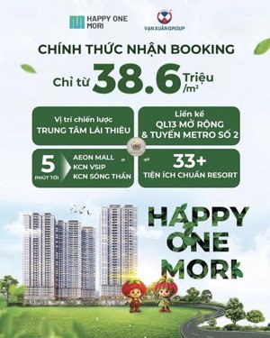 happy one mori - căn hộ trung tâm lái thiêu, giá từ 38,6 triệu/m², chiết khấu khủng 12,5%