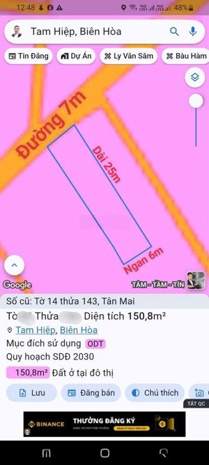 bán đất 6 x 25m = 150m2 sh thổ cư, khu vip quảng trường tỉnh, nguyễn ái quốc, tân tiến cũ, biên hòa