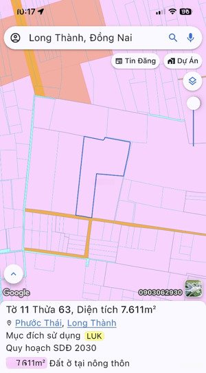 chuyển nhượng 7.610m2 đất giáp sân bay long thành, mặt tiền đường, quy hoạch đất ở