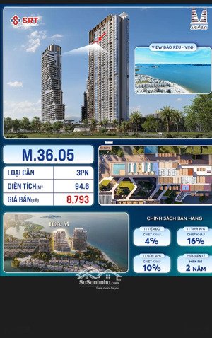 giá quá hấp dẫn 8 tỷ 953 cho căn hộ 3 phòng ngủ căn hộ cao cấp bãi cháy trước hiên nhà là biển.