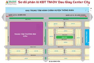 bán 4 lô đất dự án dầu giây center city 1 vị trí kim cương mặt tiền quốc lộ 1a