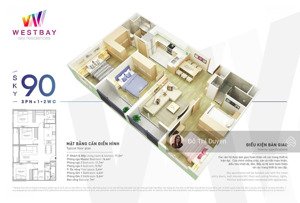 giá tốt - chỉ 60tr/m2 sở hữu căn 3 ngủ, 90m2 sử dụng - chung cư west bay ecopark