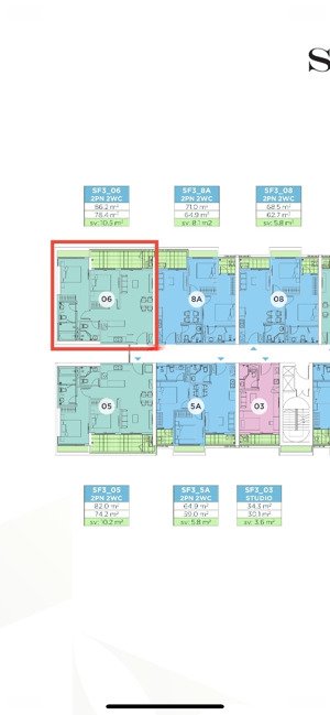 hàng độc quyền - 78.4m2 tầng trung toà sf3, trục 06 mặt trước. giá 6.5 tỉ bao phí