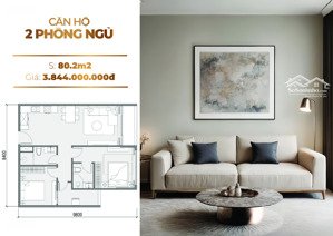 bán gấp căn 2pn 80.2m2 - chỉ hơn 3.8 tỷ tại dự án phía đông hà nội