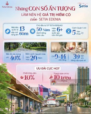 [hot] cập nhật bảng giá & tiến độ & ưu đãi setia edenia. dự án tốt số 1 trong các dự án fdi vào vn.