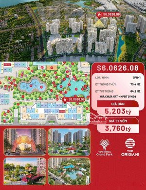 thanh lý căn 2pn+ dt 70m2. hàng mới cđt. giá 3tỷ760. toà s6.06. thanh toán giãn 180 ngày nhận nhà