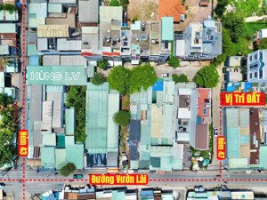 cần bán lô đất ngay chợ vườn lài 5.3x23m=121.7 m2 full thổ cư. góc 2 mặt thoáng, giá 9 tỷ tl