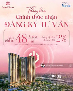 nhận booking giai đoạn đầu dự án setia edenia giá chỉ từ 48tr/ m2. lh 