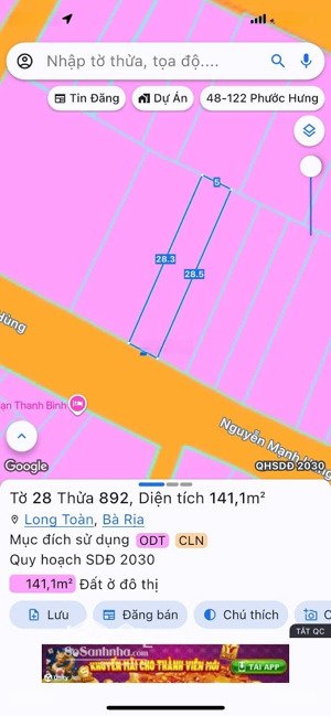 đất nguyễn mạnh hùng long toàn giá 3 tỷ 141m2 làng đại học sắp tới 