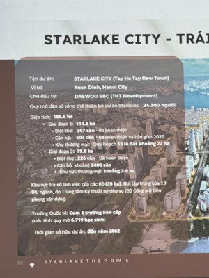 sắp mở bán 2 toà chung cư starlake tây hồ tây, the prime - quỹ căn tầng đẹp. lh: 