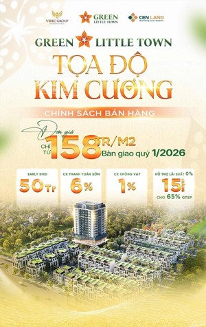 green little town cổ bi: trực tiếp cđt mở bán đợt đầu, từ: 158tr/m2, ck 7%, hỗ trợ lãi 0% 65% gtch