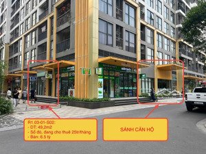 bán căn shop chân đế chung cư vin 1 diện tích 49m2 đang có dòng tiền 25tr/tháng bán 7,5 tỷ
