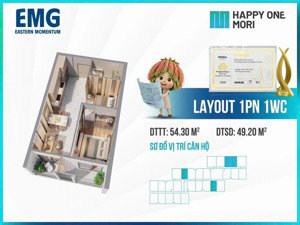căn hộ 01 phòng ngủ happy one mori - vạn xuân chỉ từ 38,6 triệu/m2 bàn giao full nội thất cao cấp