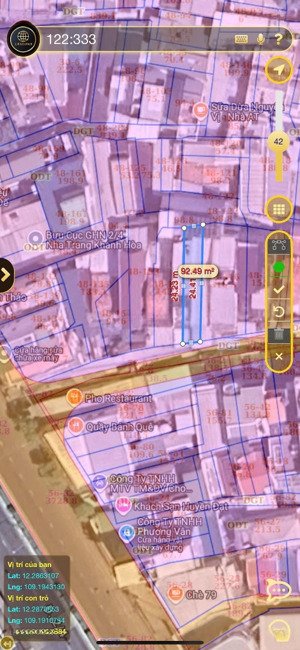 lô đất đẹp sát đường 2/4, vĩnh hoà p bắc nha trang - 92,2m2 ngang 3,7m - giá 4,4 tỷ