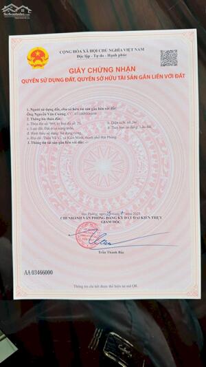 Bán đất Vũ Vị, Minh Tân, Kiến Thụy, Hải Phòng ( nay là xã Kiến Minh ) - Diện tích : 60m2 - Mặt tiền 5m