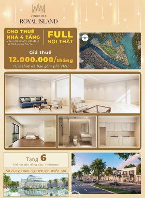 cho thuê nhà 4 tầng vinhomes vũ yên full phí dịch vụ