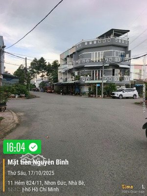 đất góc đường lê thị tám, gần ngã tư nguyễn bình, lê văn lương, giá: 47tr/m2, dt: 11x17m, 182m2