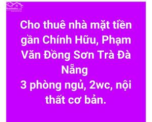  Cho thuê nhà mặt tiền gần Chính Hữu, Phạm Văn Đồng Sơn Trà Đà Nẵng 3 phòng ngủ, 2wc, nội thất cơ bản. Phù hợp khách ở gia đình, văn phòng, kd sạch