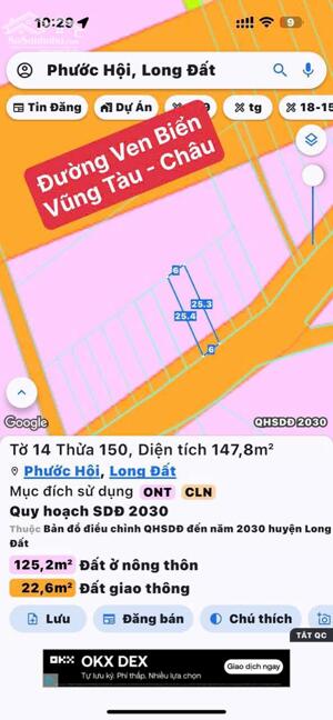 Cắt lổ cần bán gấp lô đất tại xã phước hải mặt tiền đường nhựa lớn, khu dân cư dông, điện nước đèn đường có đủ