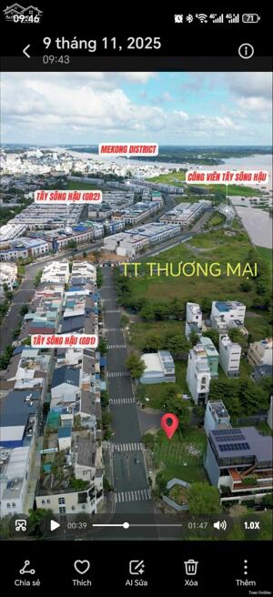  Bán Nền Lô Góc 2 Mặt Tiền Đường 5F KĐT Tây Sông Hậu - Gần TT Thương Mại!