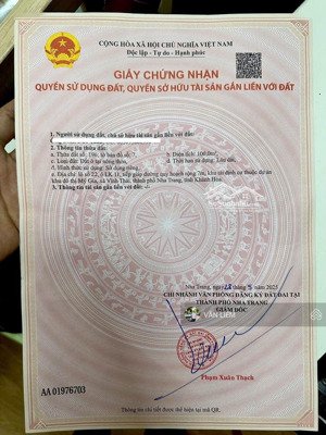 bán dn mỹ gia, 66 triệu / m2, 100m2, vĩnh thái, nha trang - sổ tái định cư