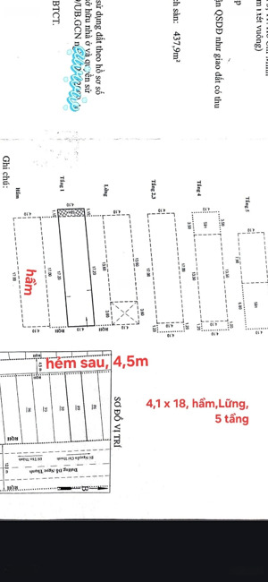 nhà 2mt trước sau, đổ ngọc thạnh, hầm + l+4 lầu, p12,q5