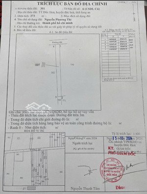 [sốc] bán đất bank định 1.3 tỷ - bán nhanh 900tr xln - full thổ 273m2 - odt - thị trấn đức hoà - la