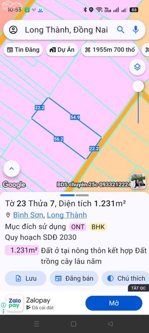 BÁN 1231m BÌNH SƠN, LONG THÀNH - VỊ TRÍ VÀNG, SINH LỜI CAO - SỔ SẴN SÀNG GIAO DỊCH!