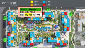 2pn góc tòa e, đông nam - view hồ bơi, giá chỉ 4 tỷ 720 all in, lumiere boulevard, nhận nhà ở ngay