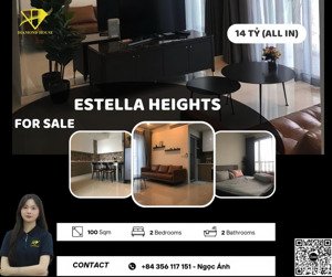 bán 2pn estella heights tháp thương mại, đã có sổ + hd thuê dài hạn giá chỉ 14 tỷ!