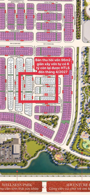 cần gấp bán thu hồi vốn 96m2 hừng đông vốn tự có 6 tỷ, được htls tới tháng 4/2027. giá rẻ đợt 1