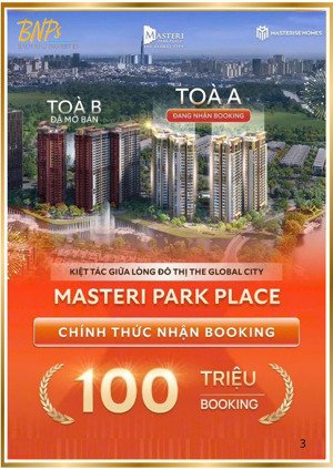 mở bán masteri park place giá chỉ từ 115 triệu/m2, đa dạng loại hình 1pn