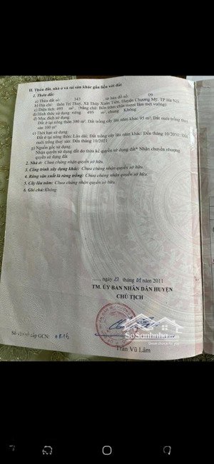 bán đất tại thuỷ xuân tiên, chương mỹ, giá 6 tỷ, 495m2, pháp lý đầy đủ, giá siêu hời