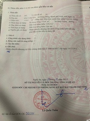 chính chủ bán đất ngay đặng thai mai gần khu công nghiệp bắc vinh, vị trí siêu đẹp, đất vuông vắn