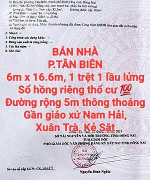 BÁN NHÀ TÂN BIÊN, 1TRỆT 1LẦU LỬNG, SỔ HỒNG THỔ CƯ, ĐƯỜNG RỘNG 5m THÔNG THOÁNG (NP170) HN005