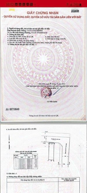 bán 2 lô liền nhau 5.3*19m. đường nội bộ phan văn hớn. hocmon