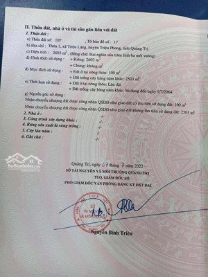 cần tiền bán lô đất ven biển 2603m2 chỉ 500k/1m2 - gần biển triệu lăng, quảng trị