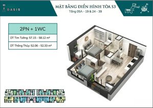 bán căn hộ chung cư tại chung cư sky oasis, 3,88 tỷ, 52 m2, view biệt thự đảo,hướng đông nam
